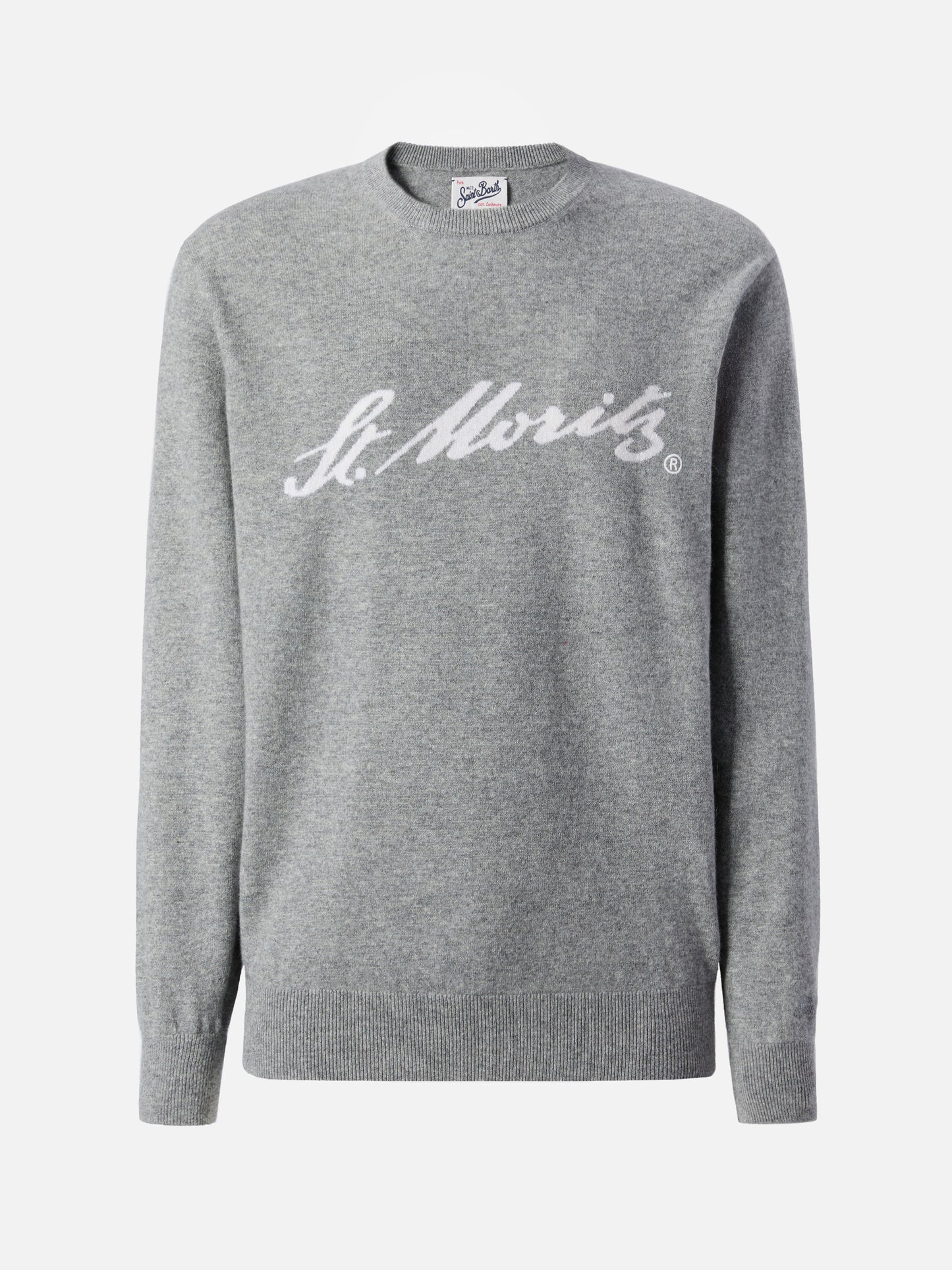 Maglione Heron Light in 100% CASHMERE grigio con intarsio St. Moritz | ST. MORITZ TOP OF THE WORLD