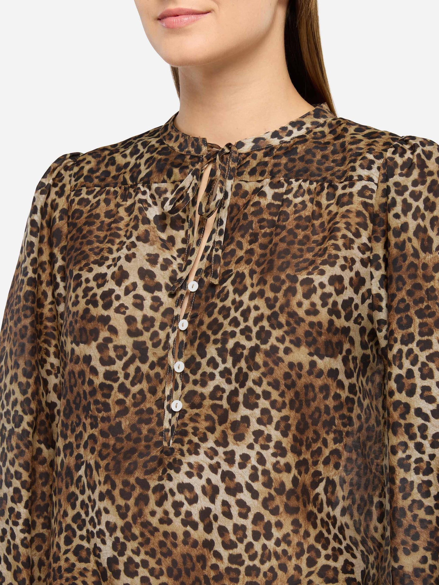Harper blusa in voile di seta con stampa animalier