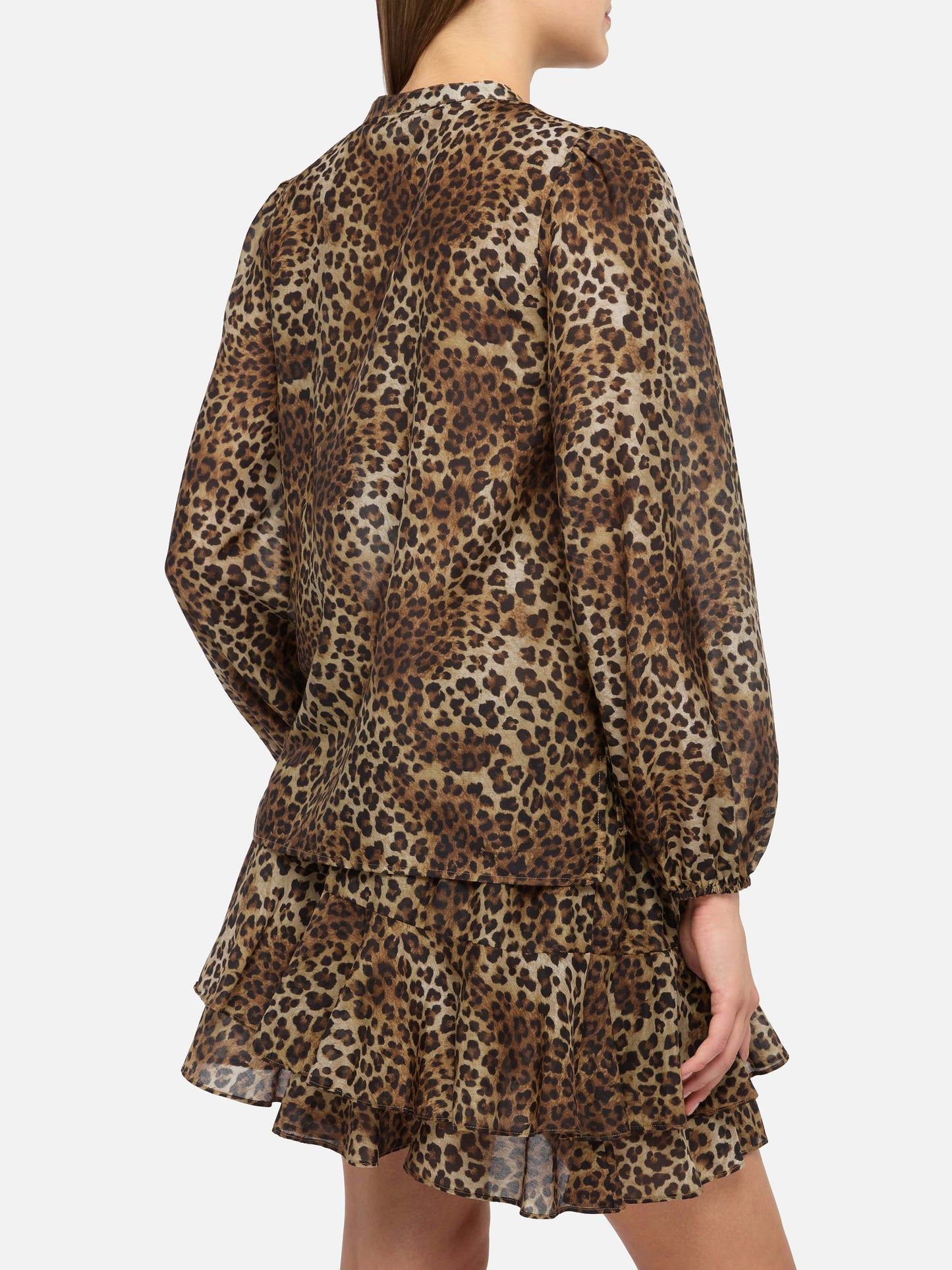 Harper blusa in voile di seta con stampa animalier