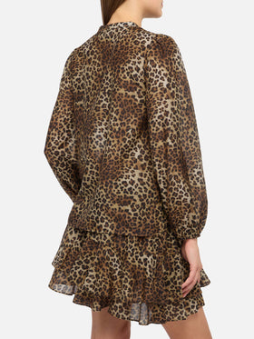 Harper blusa in voile di seta con stampa animalier