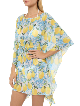 Iria cotton silk kaftan with majolica print - MC2 Saint Barth
