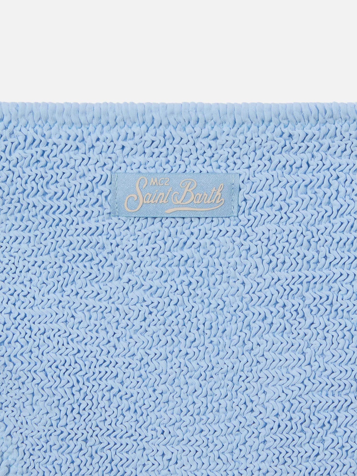 Bikini Jaiden azzurro in tessuto crinkle