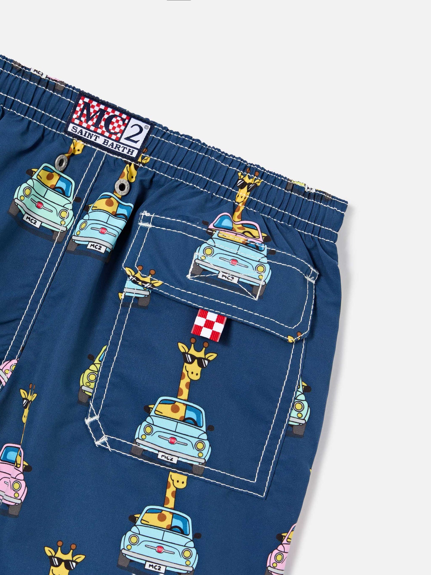 Jean swim shorts with all-over FIAT 500 print | Special Edition