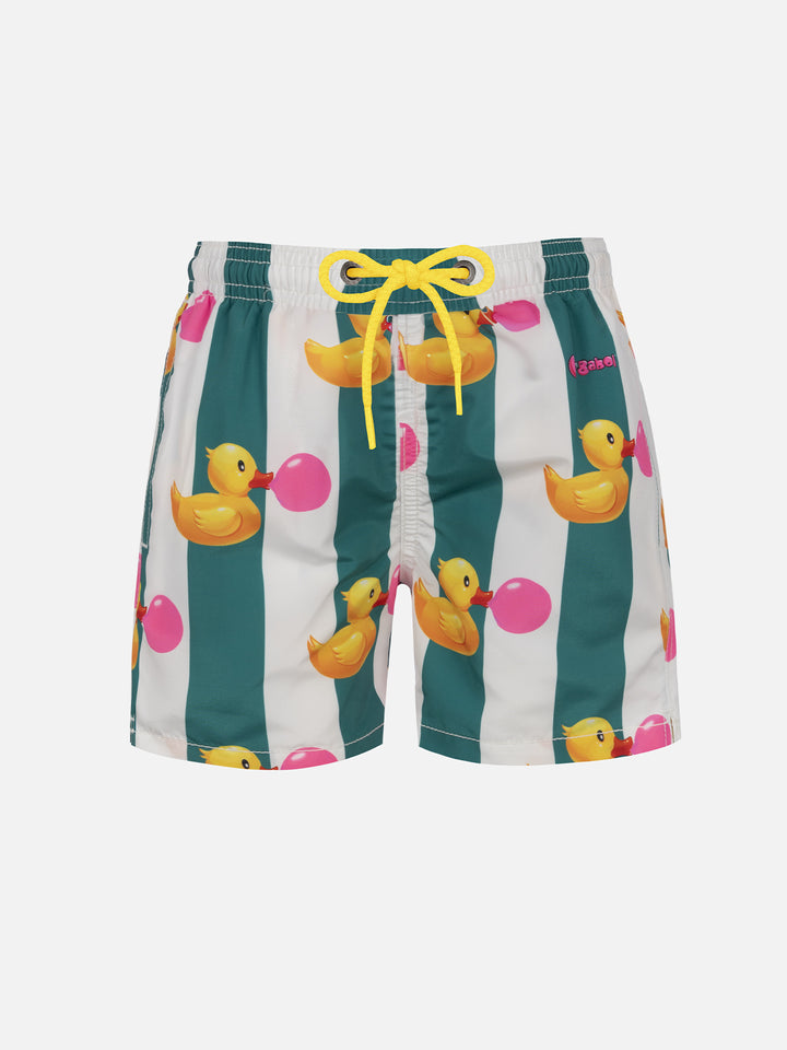 Boy mid-length Jean swim-shorts with Big Babol print | BIG BABOL SPECIAL EDITION - MC2 Saint Barth