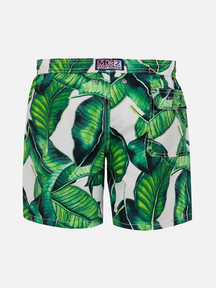 Boy swim shorts with banana leaves print - MC2 Saint Barth