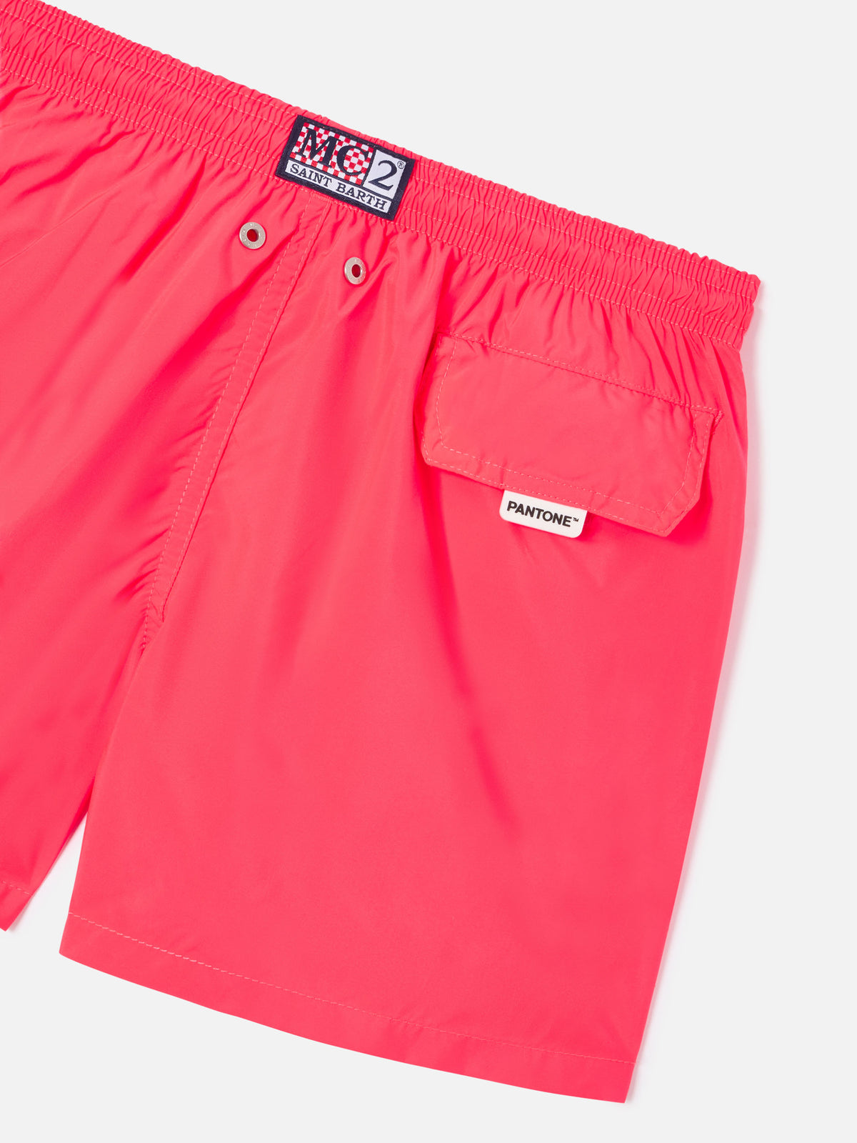 Jungen-Badeshorts in Fluorot Rot aus leichtem Material Lighting Pantone | PANTONE® SPECIAL EDITION