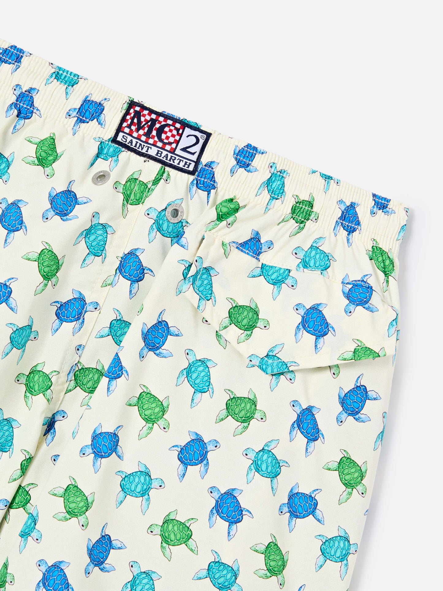 Jean Lighting Stretch swim shorts with all-over turtles print