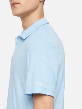 Jeremy light blue terry buttonless polo shirt - MC2 Saint Barth