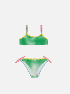 Girl top bikini with gingham print - MC2 Saint Barth