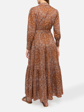 Woman brown bandanna long dress Jensen