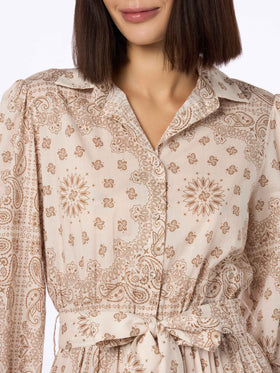 Woman beige bandanna cotton dress Jensen - MC2 Saint Barth