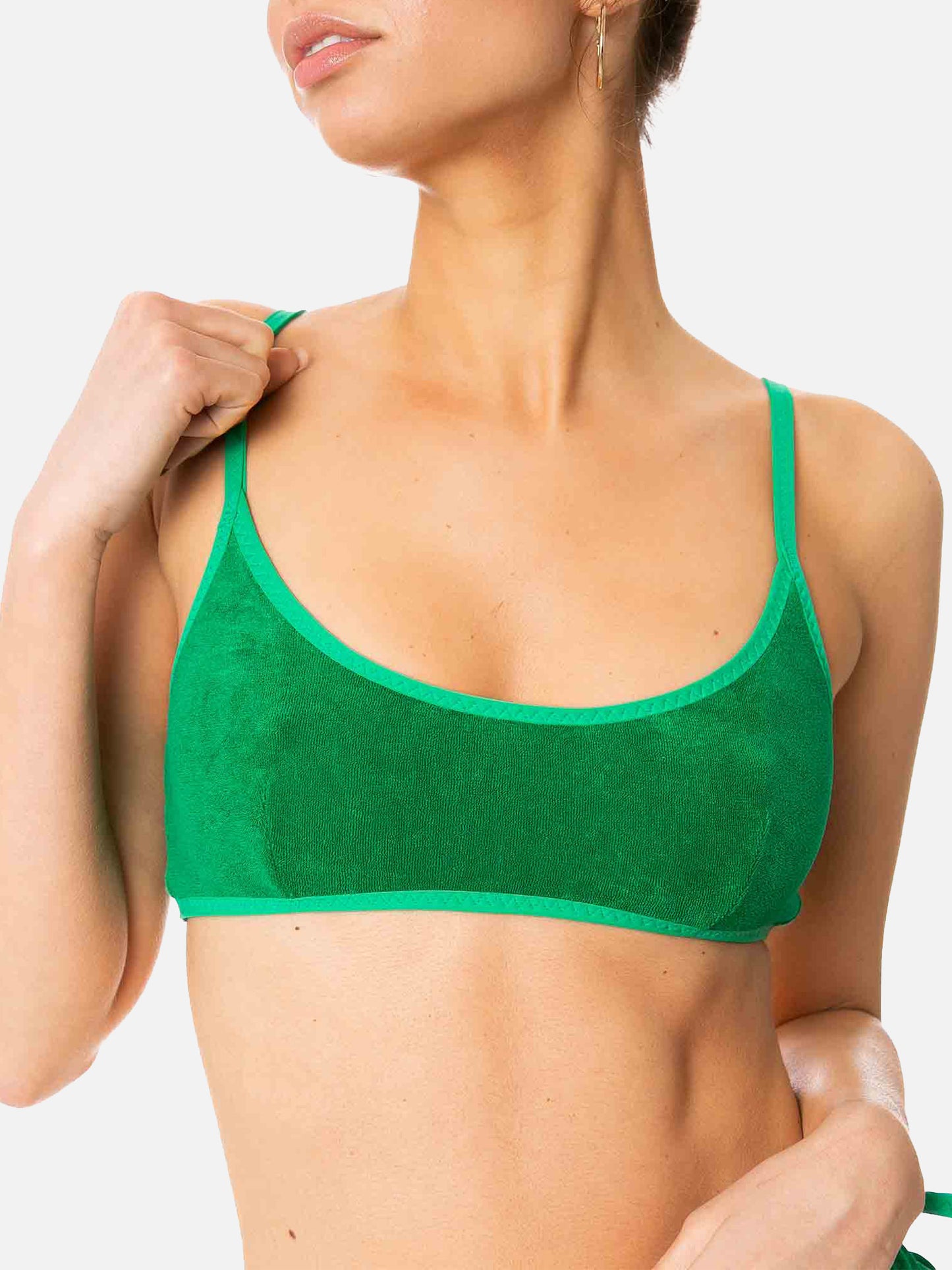 Costume da bagno da donna a bralette in spugna verde