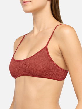 Naomi rostorangefarbene freche Badehose - Judy rostorangefarbenes Crinkle-Bralette-Oberteil