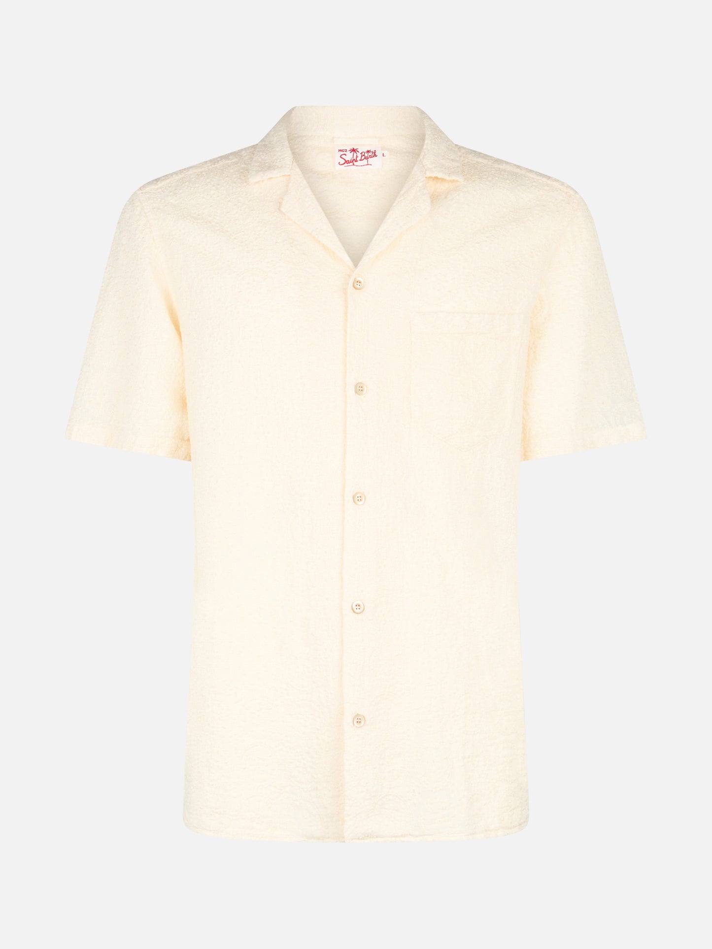 Camicia da uomo in lino Kalea con ricamo fiori