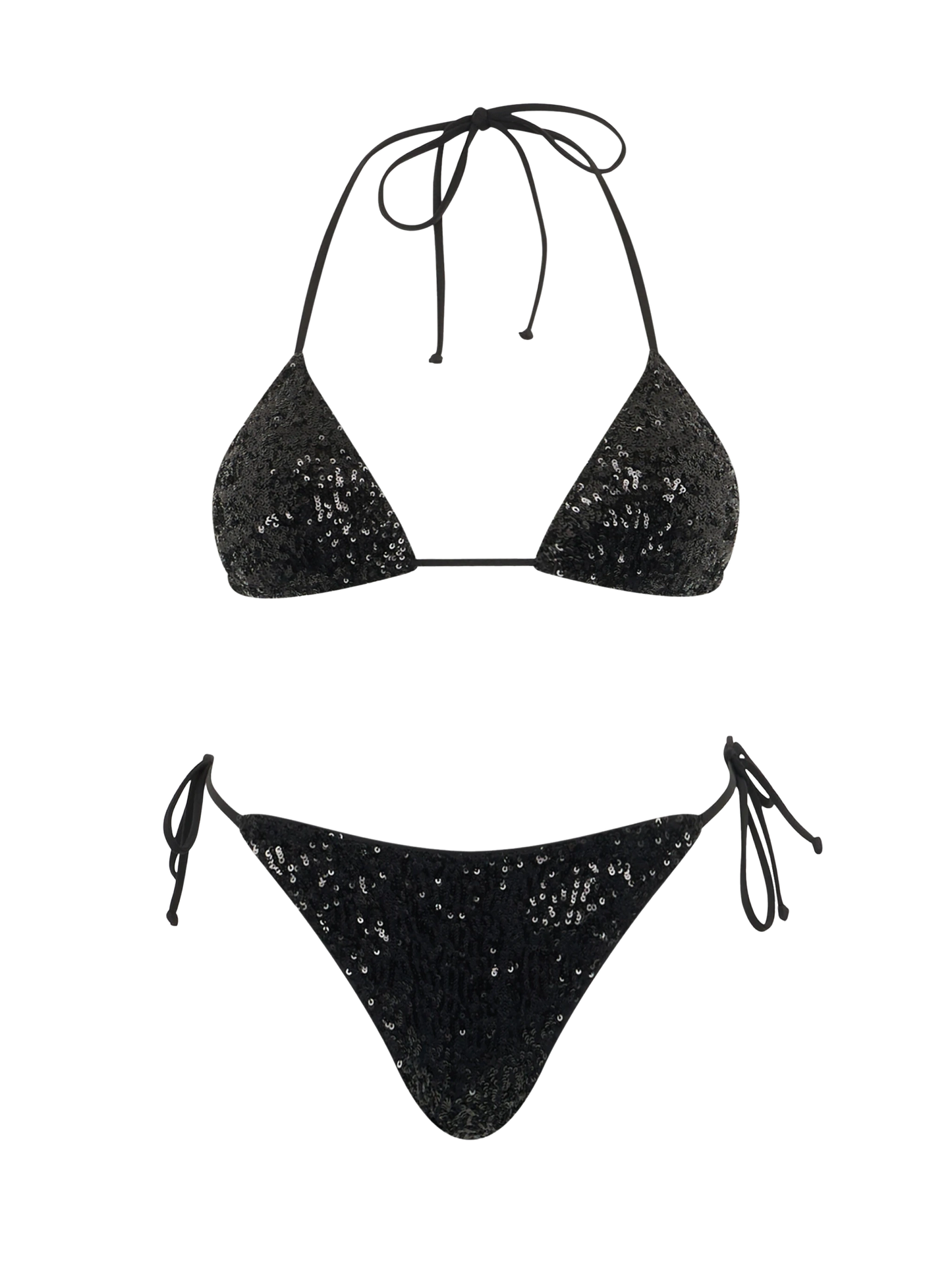 Bikini a triangolo paillettes nere da donna Leah Marielle