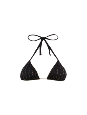 Leah black triangle top with striped rhinestone embellishment - MC2 Saint Barth