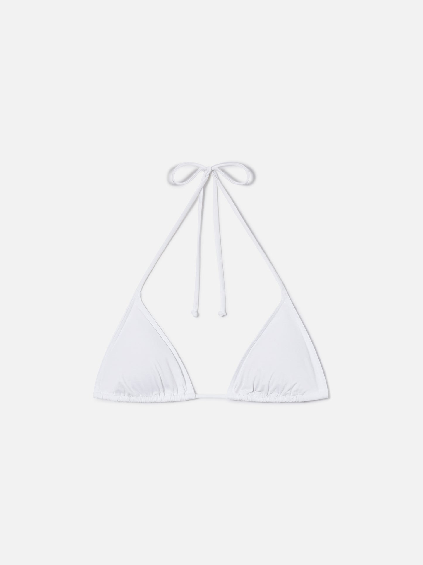 Leah triangle with ties bikini top in solid white