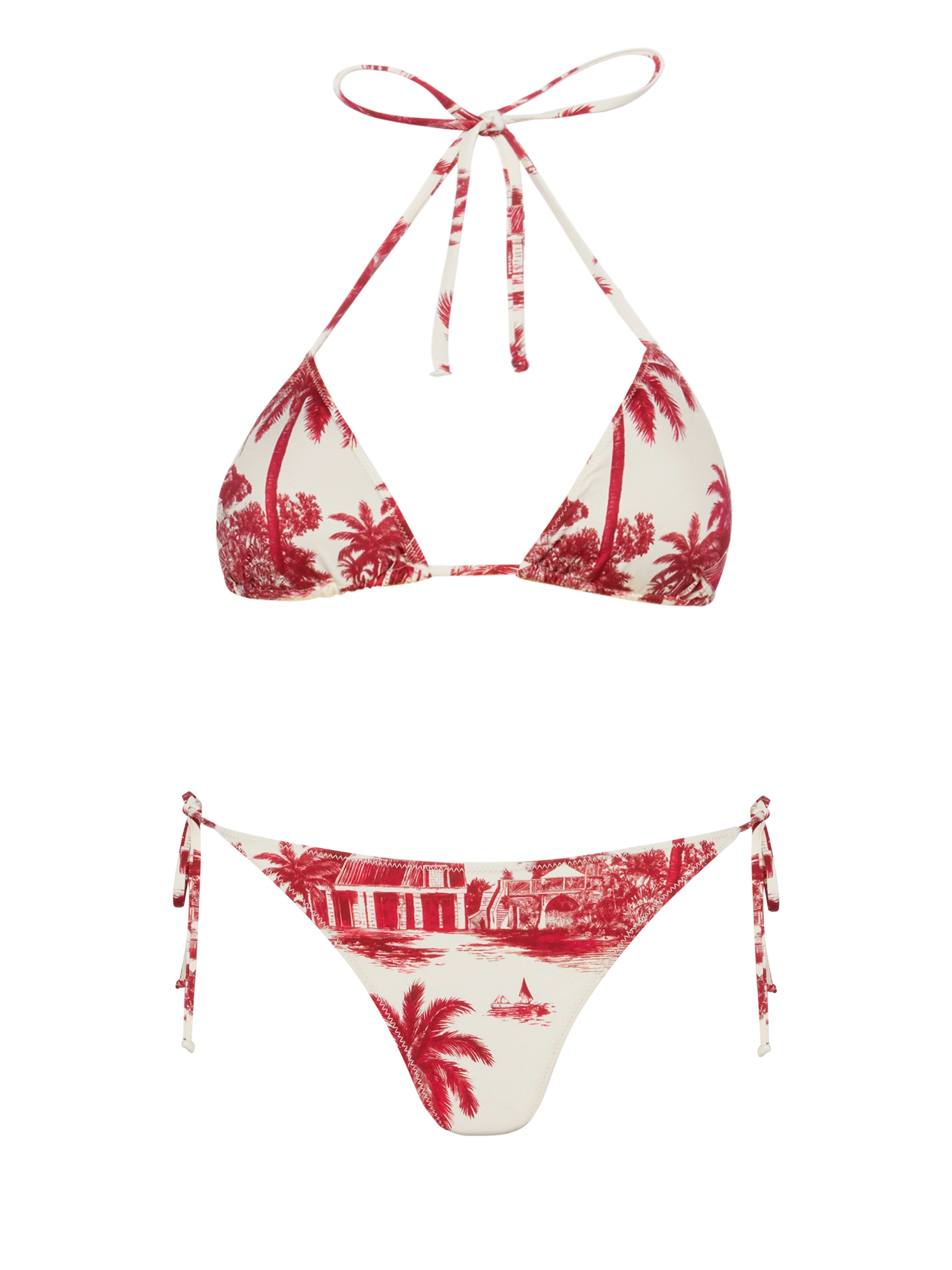 Classic triangle bikini Leah Virgo with toile de jouy print | AI BY RICKDICK SPECIAL EDITION - MC2 Saint Barth