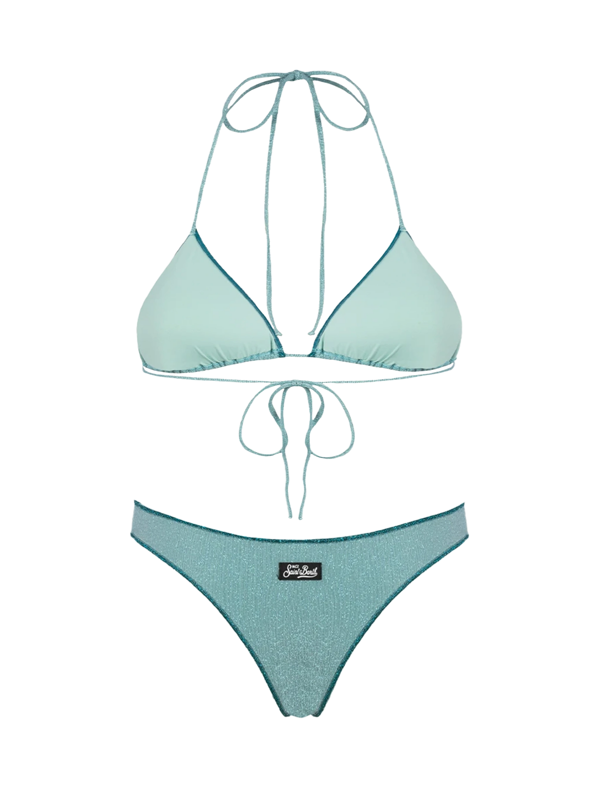 Woman water green lurex triangle bikini Leah Naomi - MC2 Saint Barth