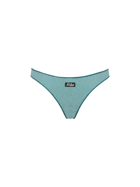 Woman water green lurex cheeky swim briefs Naomi - MC2 Saint Barth
