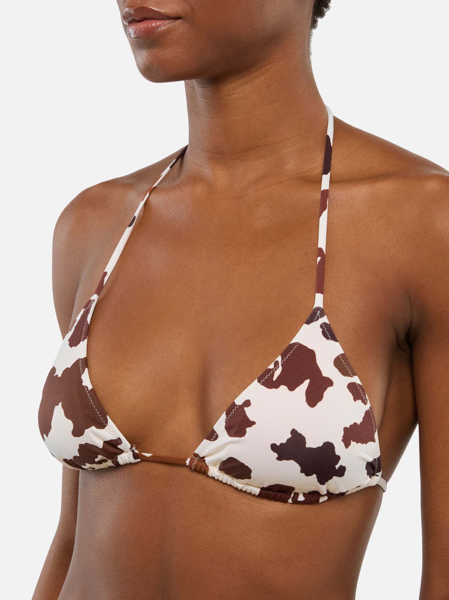 Leah triangle top swimsuit with cow skin print