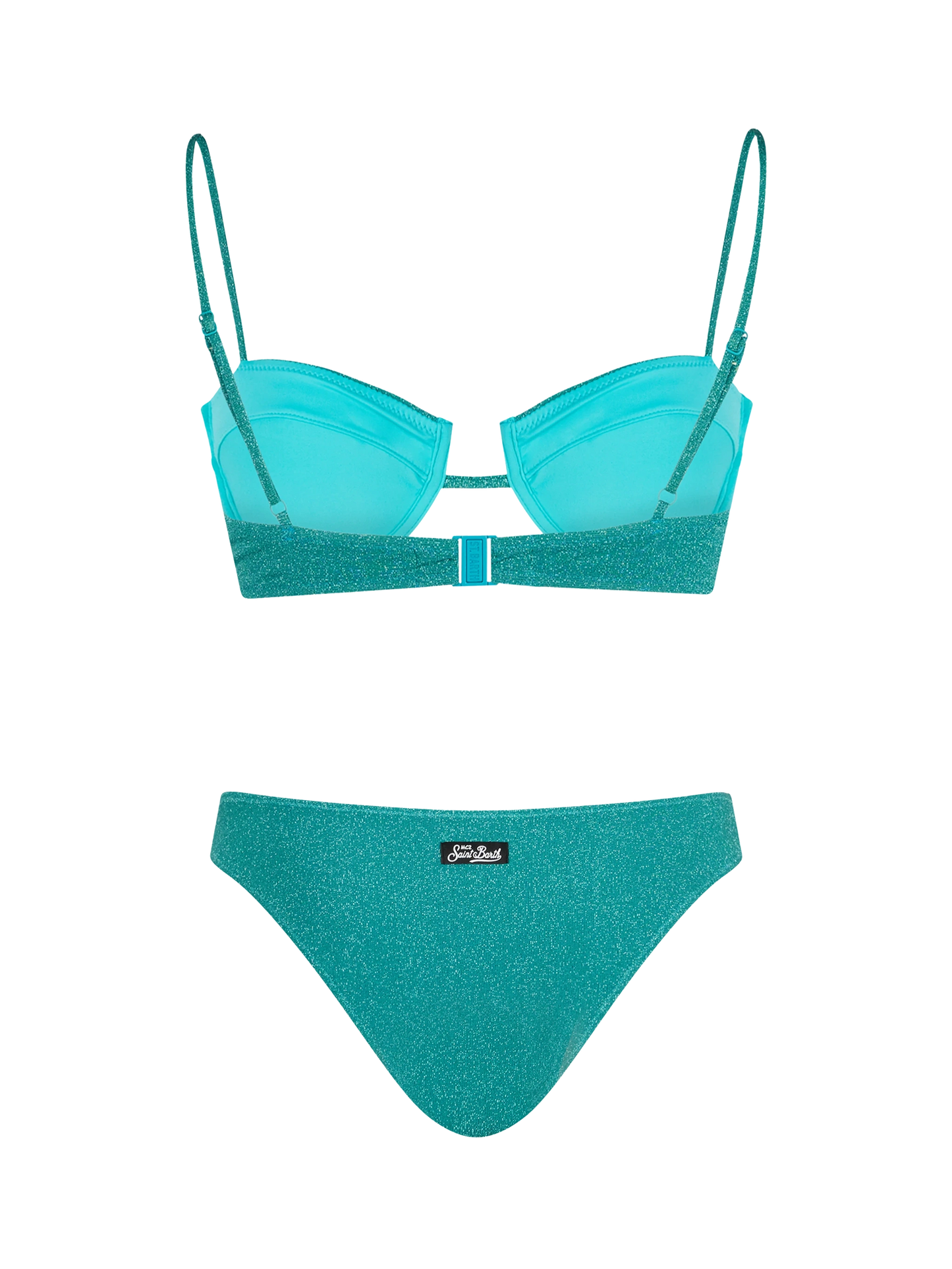 Woman teal lurex underwired bralette bikini Salina Lido