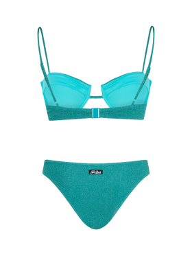 Woman teal lurex underwired bralette bikini Salina Lido - MC2 Saint Barth