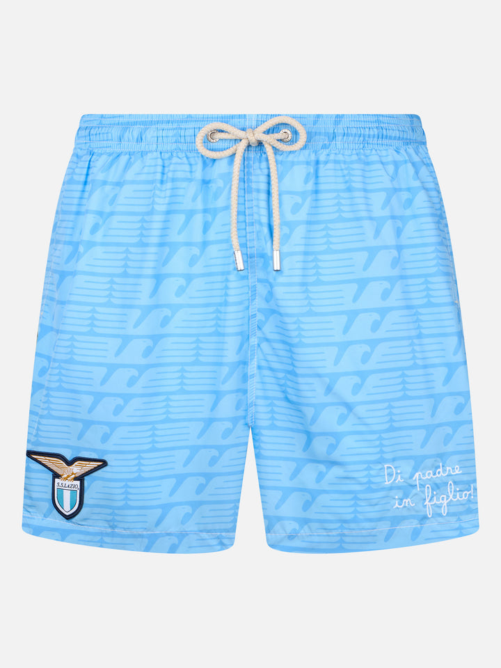 Lightweight fabric swim-shorts Lighting with Lazio print | SS LAZIO SPECIAL EDITION