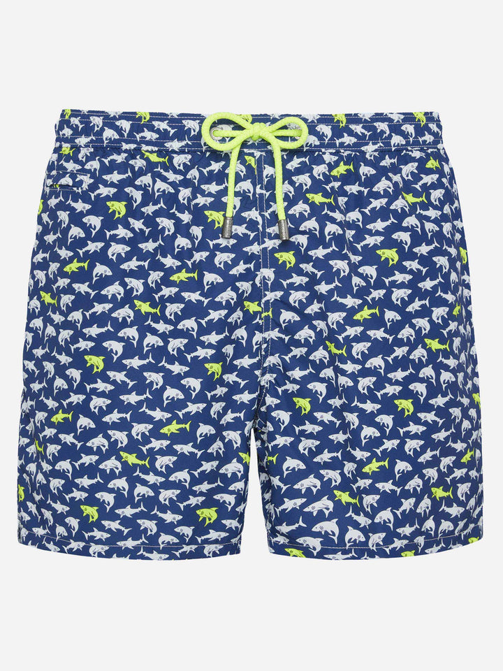 Lightweight fabric swim shorts Lighting with shark print - MC2 Saint Barth