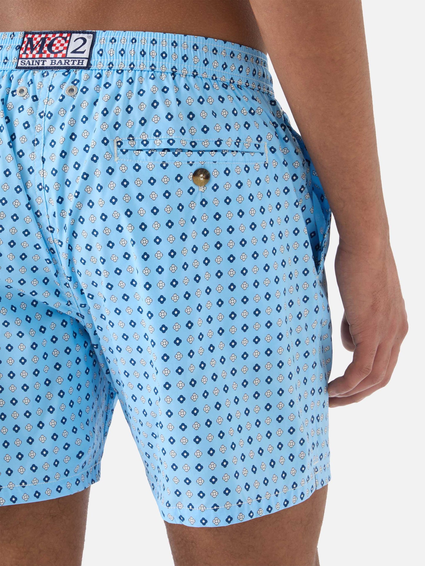 Costume mare Lighting Micro azzurro con stampa geometrica all-over