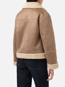 Giacca Lorayne in eco montone pied de poule con bordi in shearling