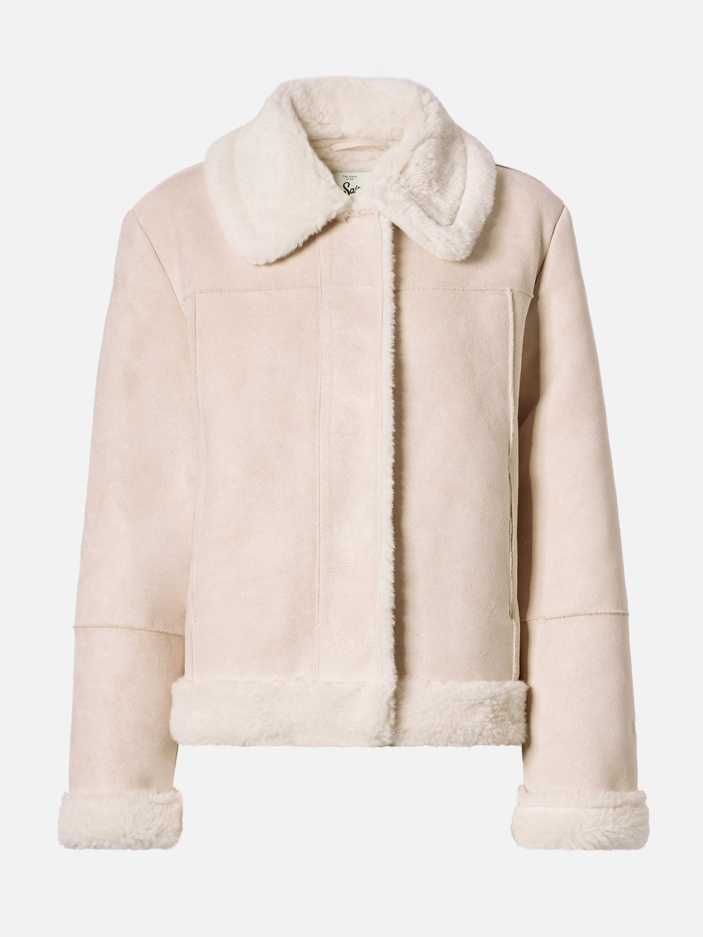 Lorayne faux-shearling jacket in cream with shearling trims