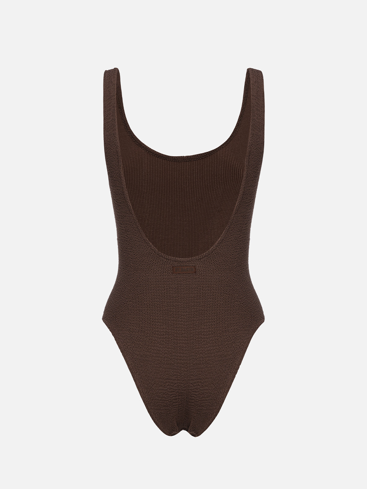 Woman brown crinkle one piece swimsuit Lora - MC2 Saint Barth