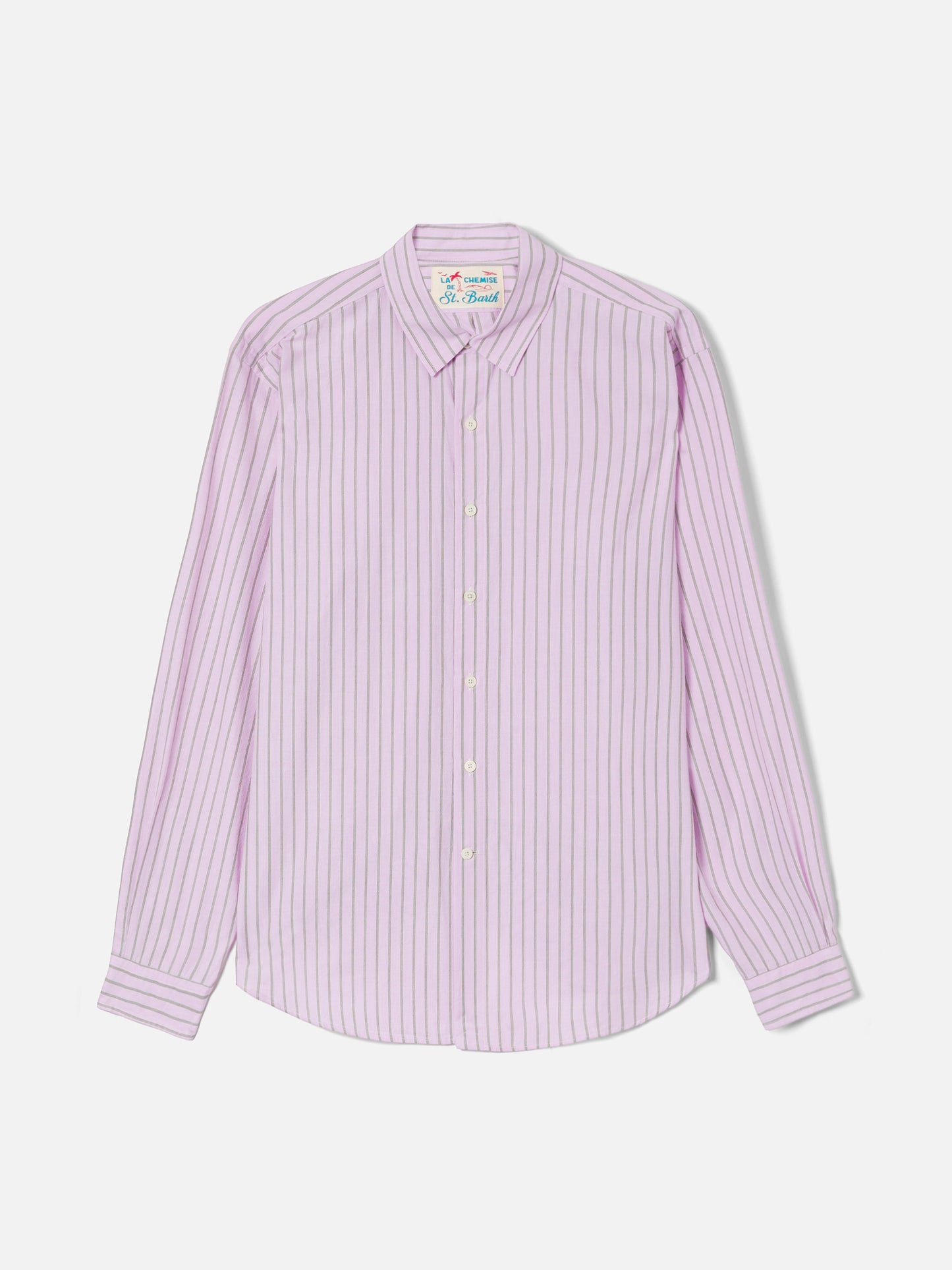 Pink striped Levanzo shirt in pure cotton