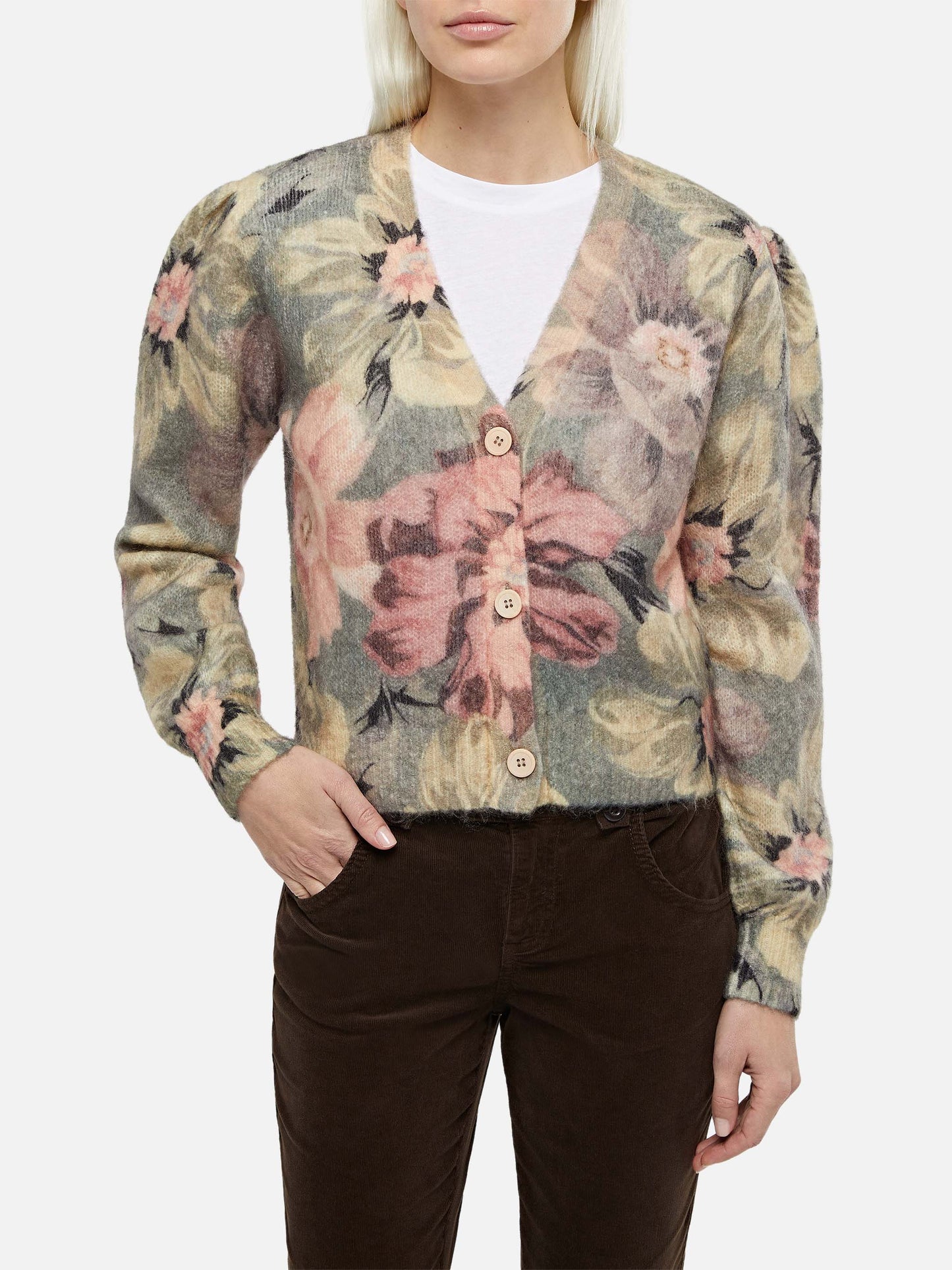 Woman cardigan Lyza with flowers print - MC2 Saint Barth