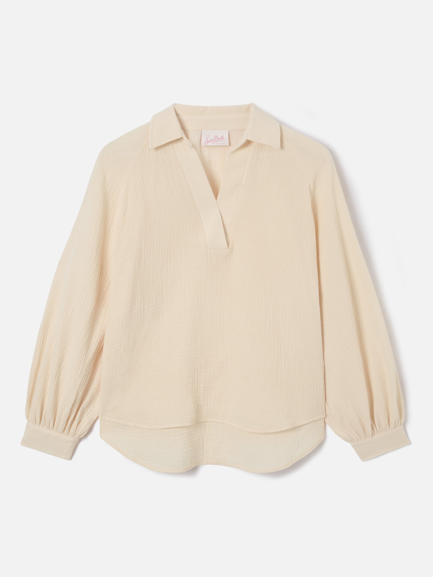 Blusa Maira in mussola di cotone beige