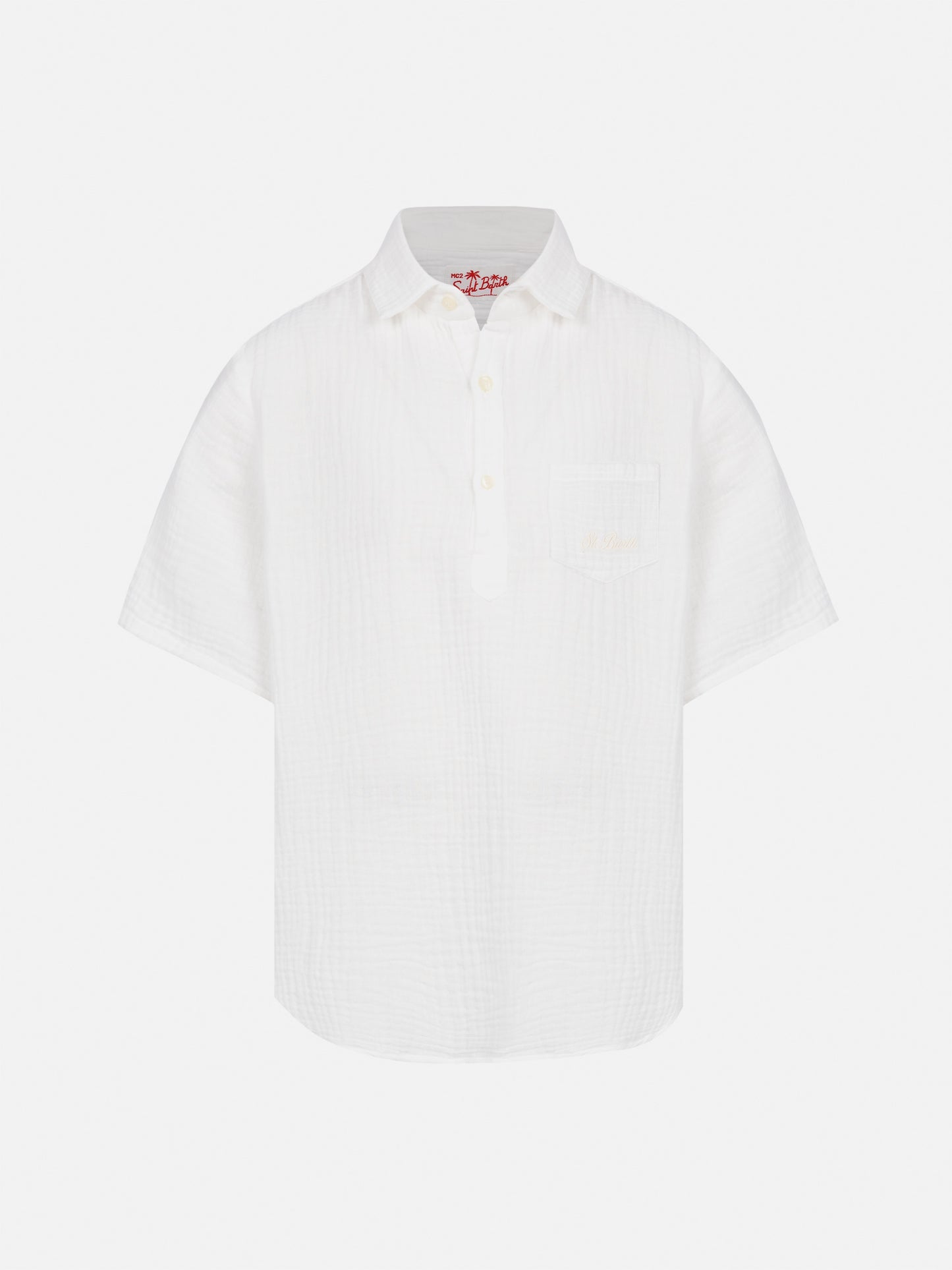 White cotton gauze polo shirt Madeira - MC2 Saint Barth