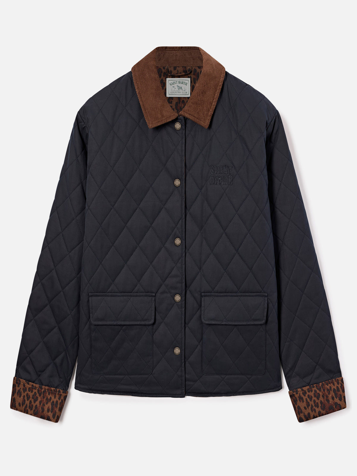 Navy blue Margaux cotton blend waxed quilted jacket