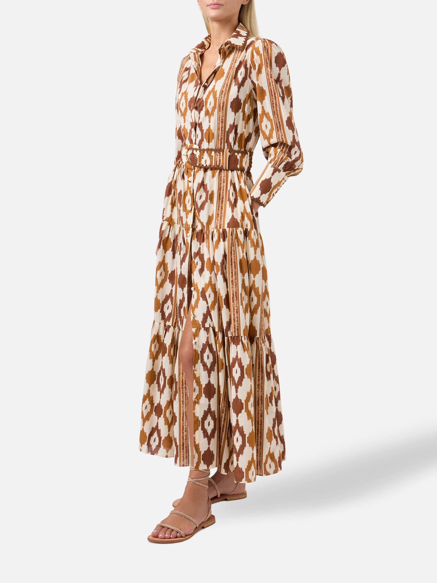 Long shirt dress Marbella with ikat print