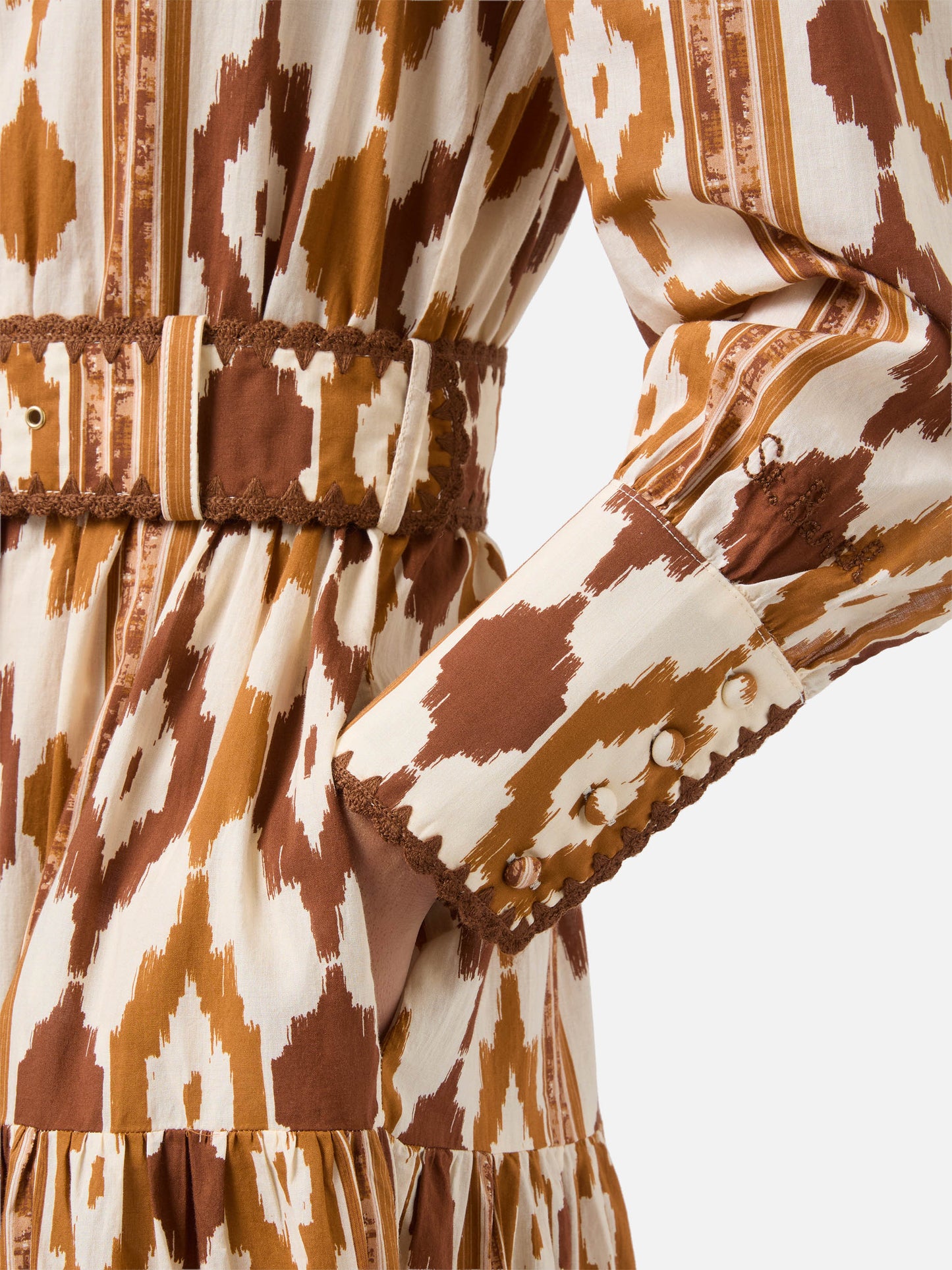 Long shirt dress Marbella with ikat print