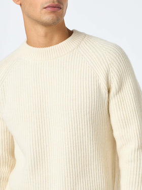 BLENDED CASHMERE white ribbed sweater Marine