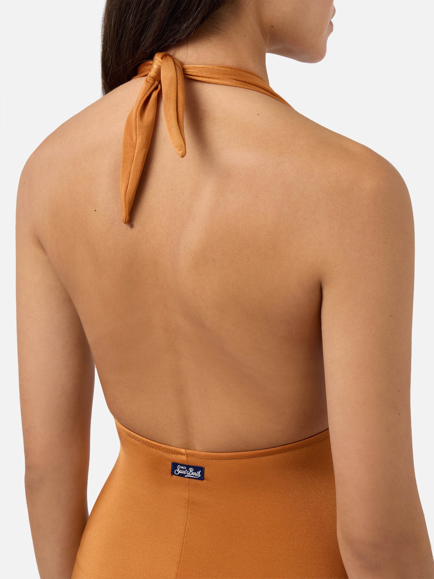 One piece swimsuit Marysol in shiny ochre