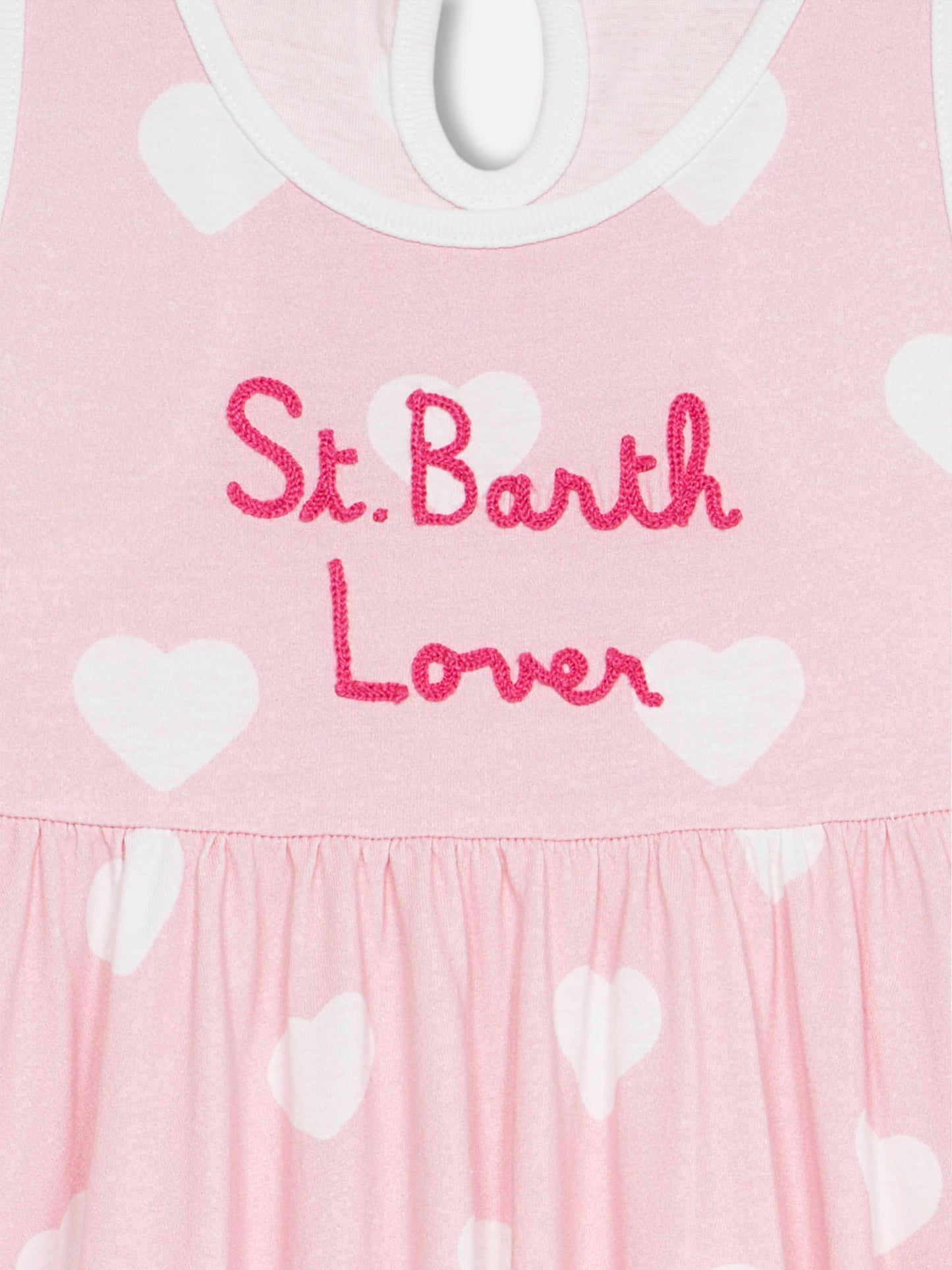 Girl cotton dress Masha with print and "I love St Barth" embroidery - MC2 Saint Barth