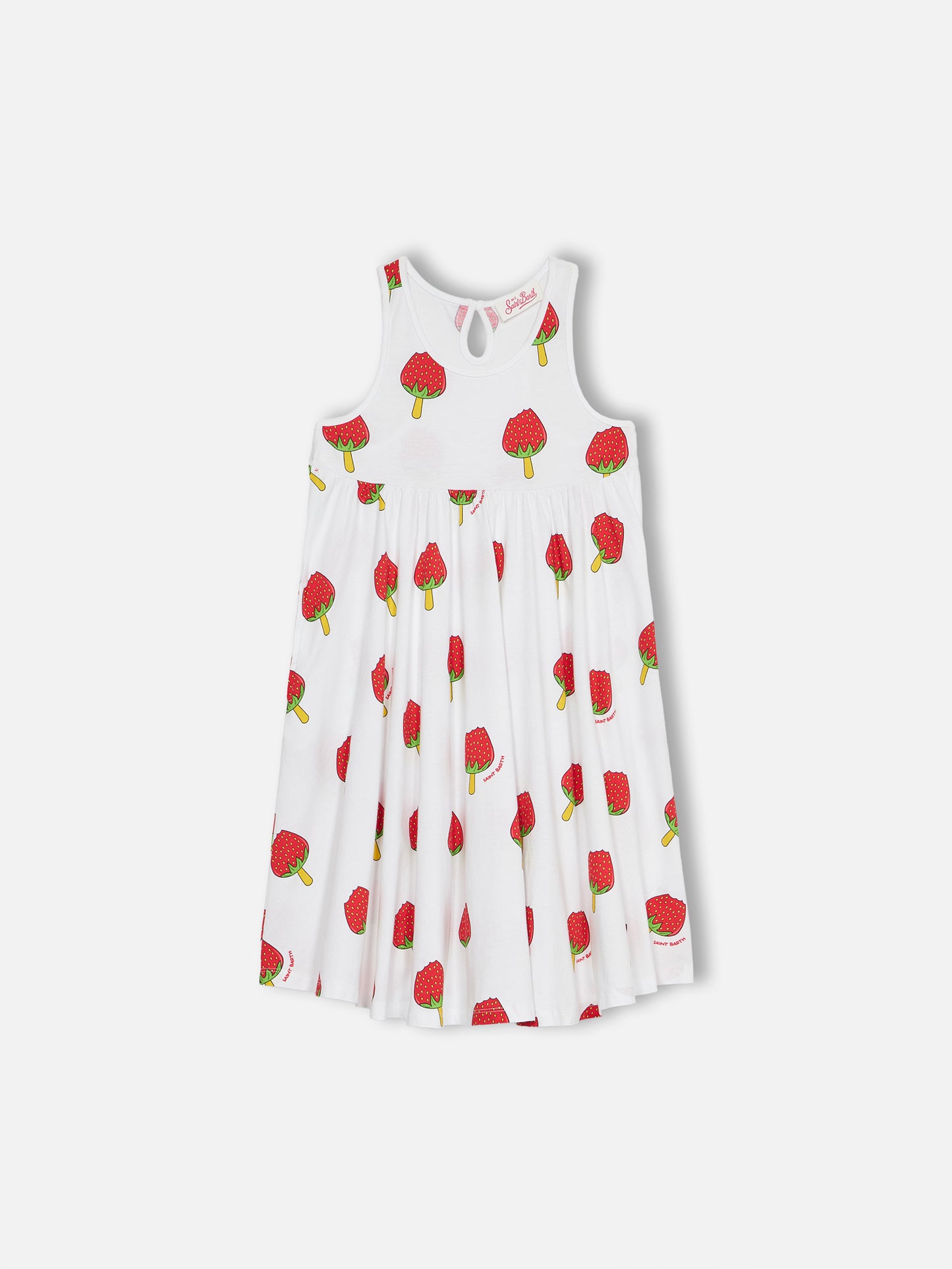 Girl cotton dress Masha with strawberry popsicle print - MC2 Saint Barth