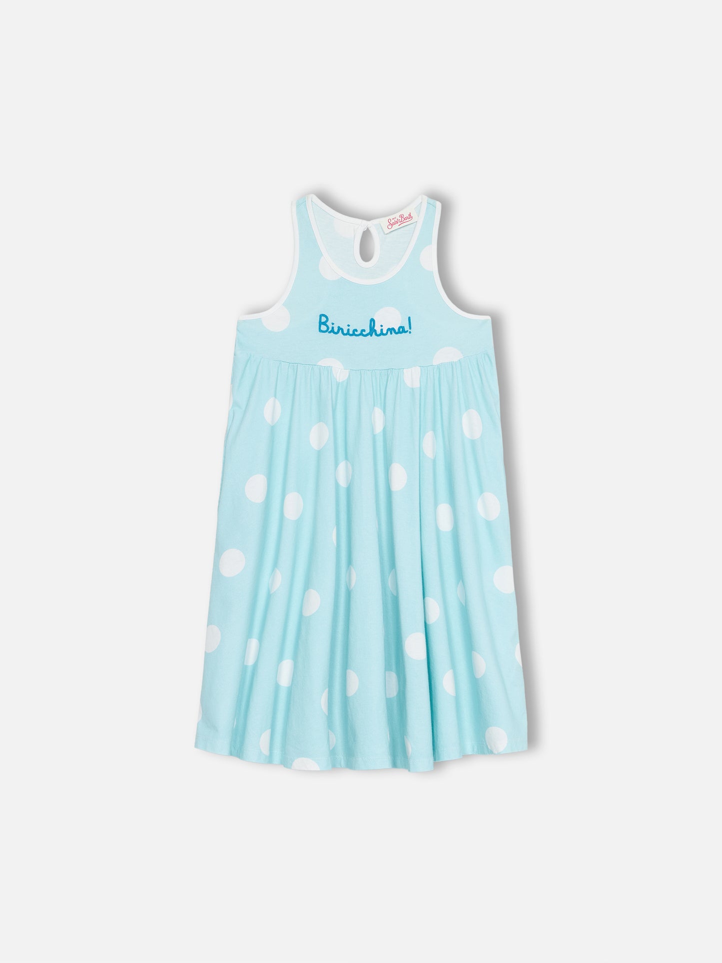 Girl cotton dress Masha with print and "Biricchina" embroidery - MC2 Saint Barth