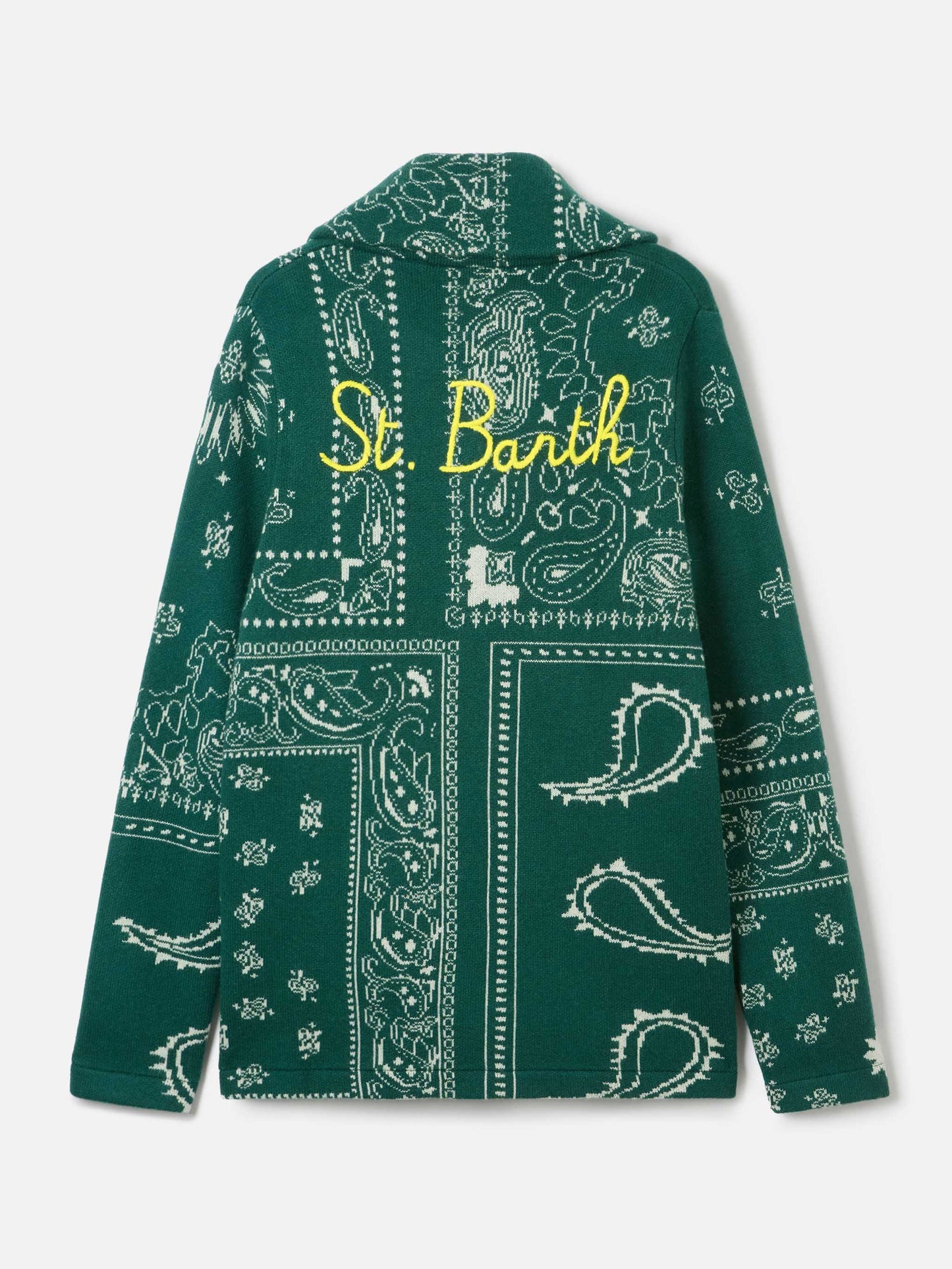 Giacca Max in maglia con jacquard bandana e ricamo