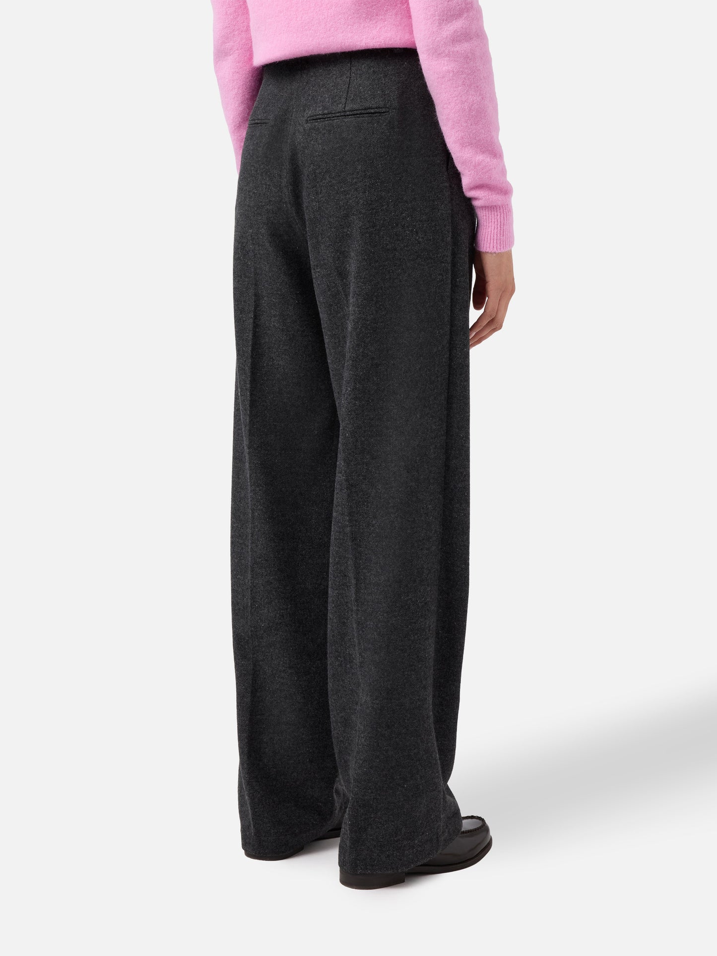 Pantaloni dritti Marcel in pura lana grigio melange con pinces