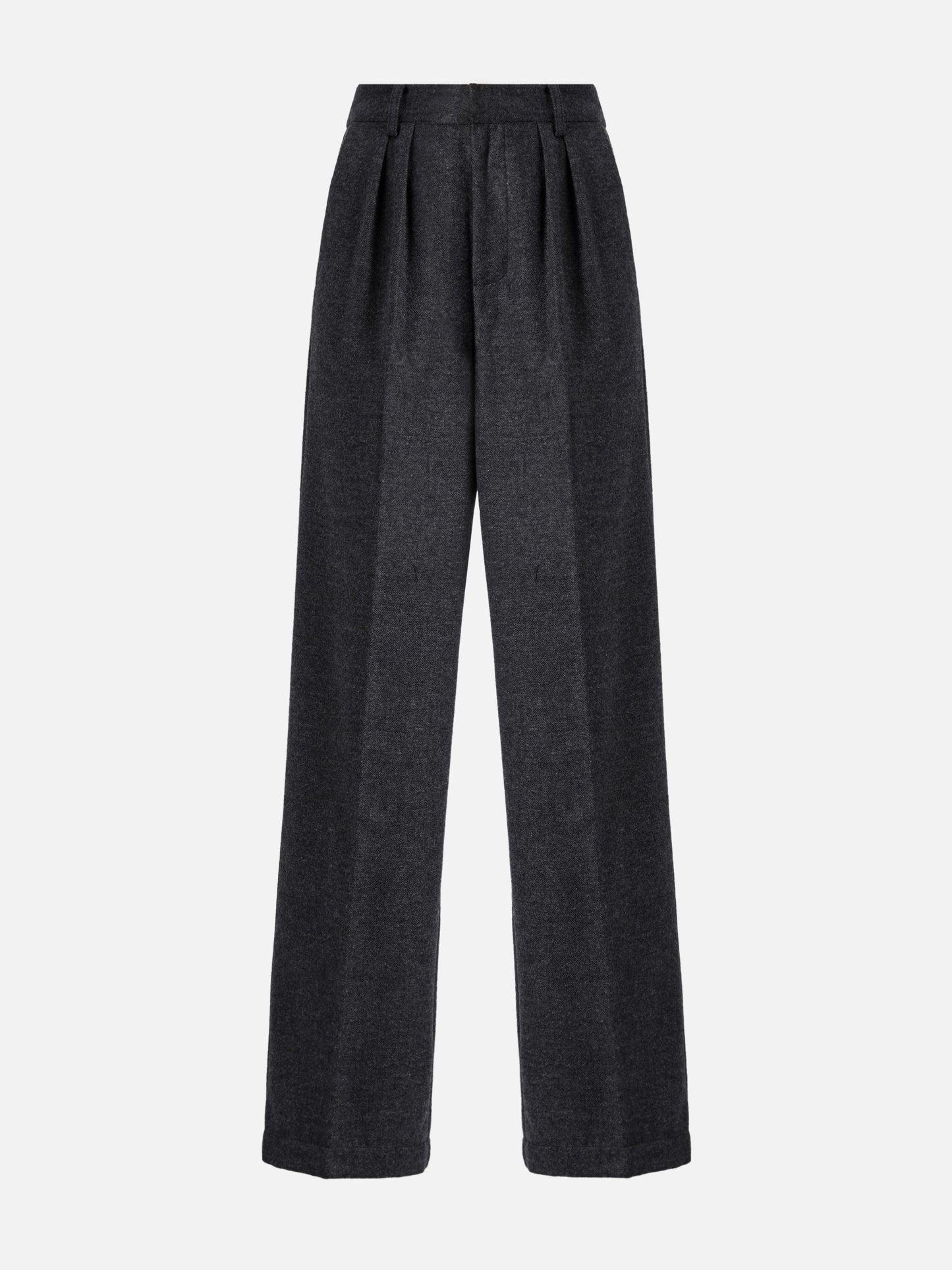 Pantaloni dritti Marcel in pura lana grigio melange con pinces