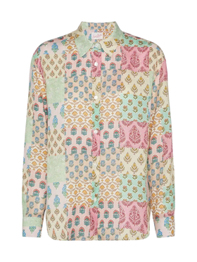 Meredith linen classic shirt with floral patch print - MC2 Saint Barth