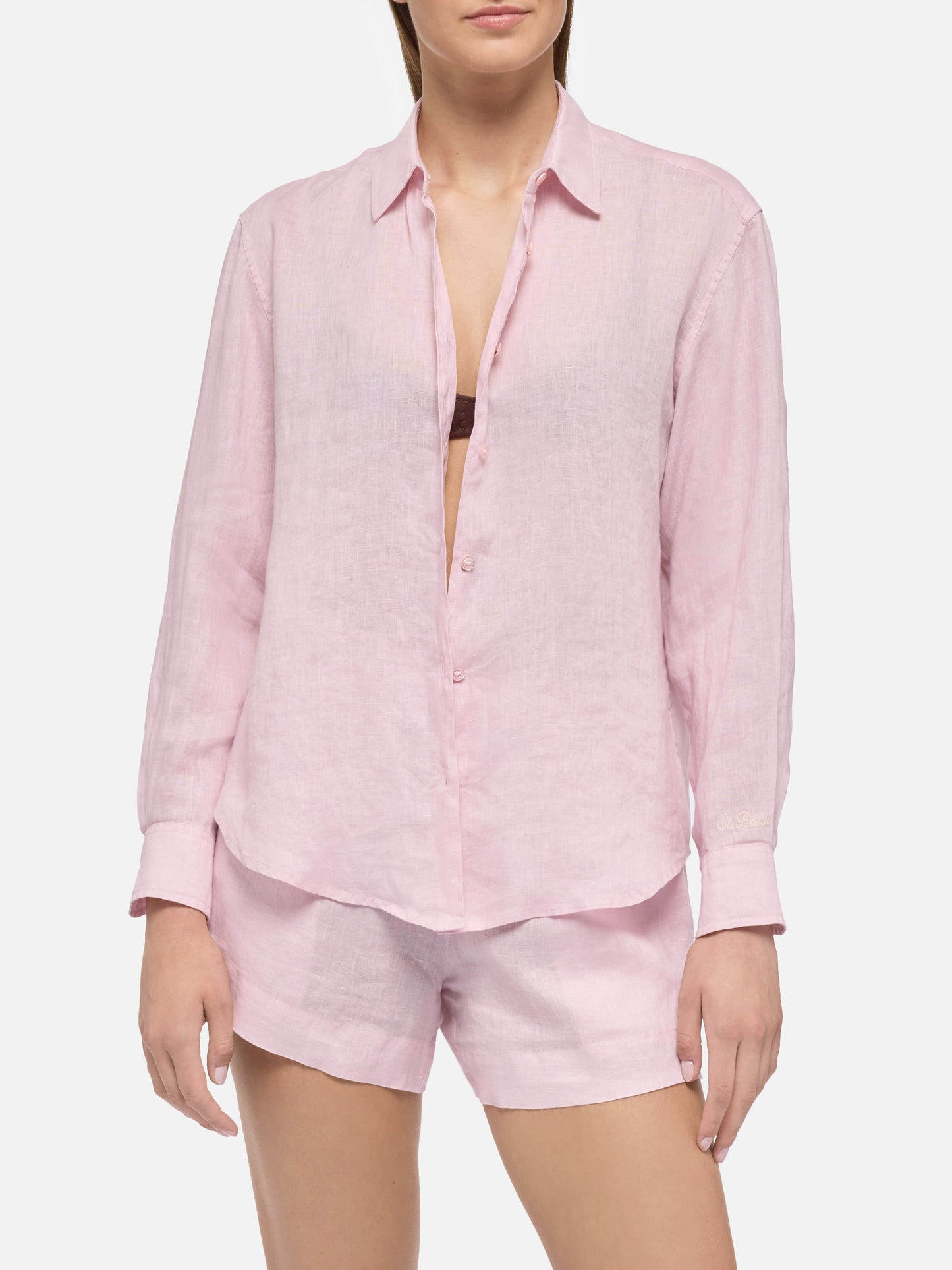 Meredith pink linen classic shirt - MC2 Saint Barth